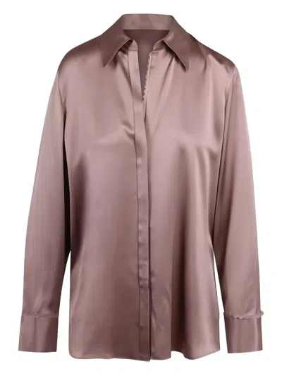 Vince Lace-trim Shirt In Brown