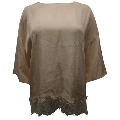 Vince Lace Trim Top In Beige Triacetate In Black
