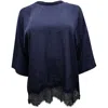 Vince Lace Trim Top In Blue Triacetate In Blue