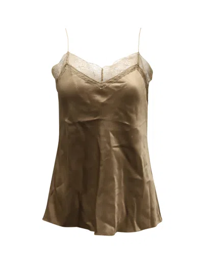 Vince Lace Trimmed Camisole In Beige Silk In Brown