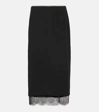 Vince Lace Panelled Straight Skirt In Black
