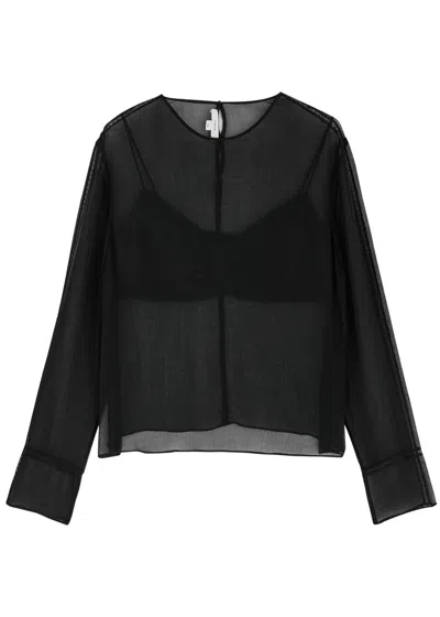 Vince Lace-trimmed Sheer-chiffon Top In Multi