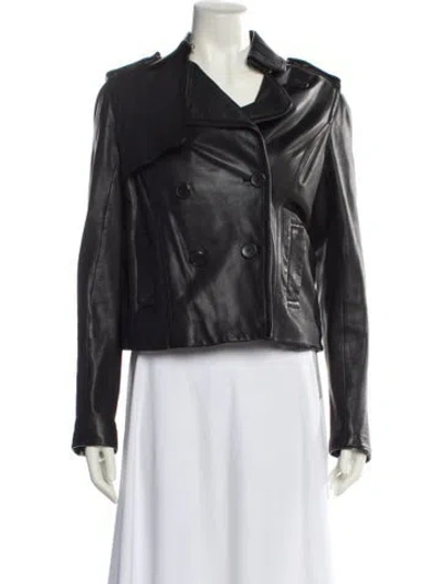 Pre-owned Vince Lamb Leather Biker Jacket In Black