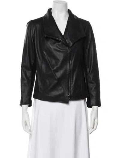 Pre-owned Vince Lamb Leather Biker Jacket In Black
