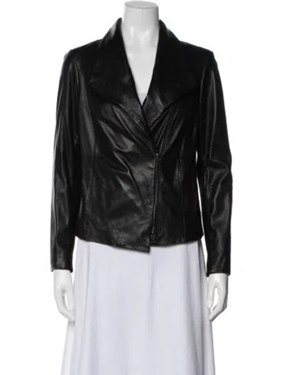 Pre-owned Vince Lamb Leather Biker Jacket In Black