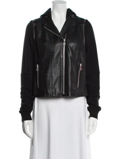 Pre-owned Vince Lamb Leather Biker Jacket In Black