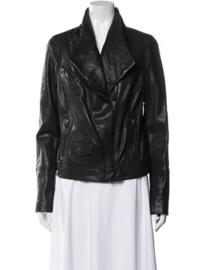 Pre-owned Vince Lamb Leather Biker Jacket In Black