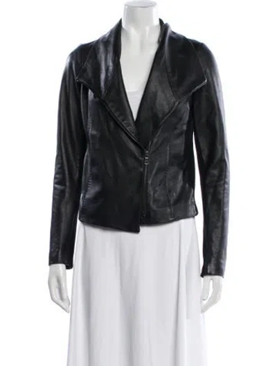 Pre-owned Vince Lamb Leather Biker Jacket In Black