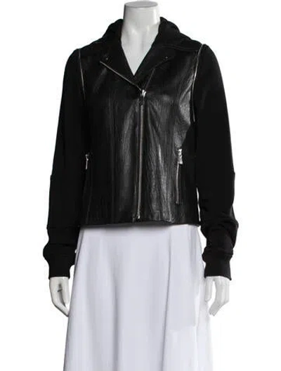 Pre-owned Vince Lamb Leather Biker Jacket In Black