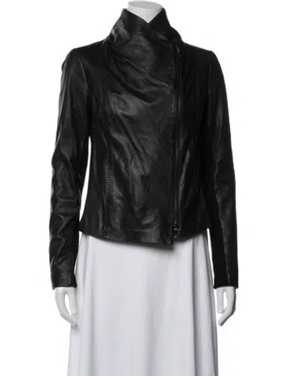 Pre-owned Vince Lamb Leather Biker Jacket In Black