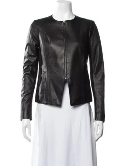 Pre-owned Vince Lamb Leather Biker Jacket In Black