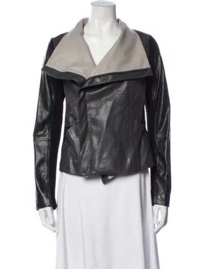 Pre-owned Vince Lamb Leather Biker Jacket In Black