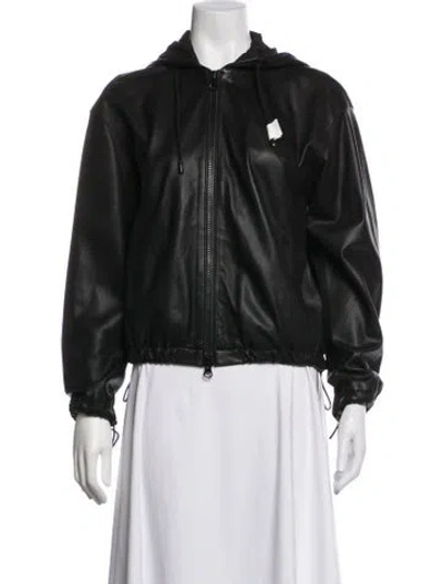 Pre-owned Vince Lamb Leather Biker Jacket In Black