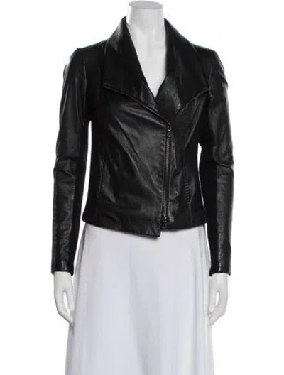 Pre-owned Vince Lamb Leather Biker Jacket In Black