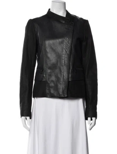 Pre-owned Vince Lamb Leather Biker Jacket In Black