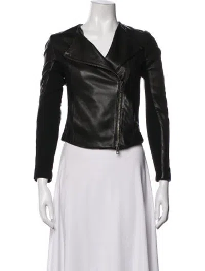 Pre-owned Vince Lamb Leather Biker Jacket In Black