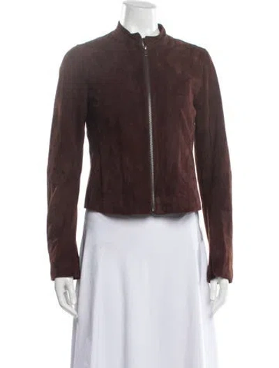 Pre-owned Vince Lamb Leather Biker Jacket In Brown