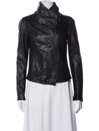 Pre-owned Vince Lamb Leather Biker Jacket In Brown