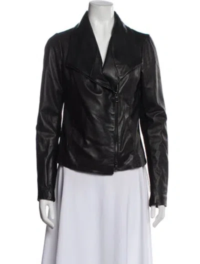 Pre-owned Vince Lamb Leather Biker Jacket In Gray