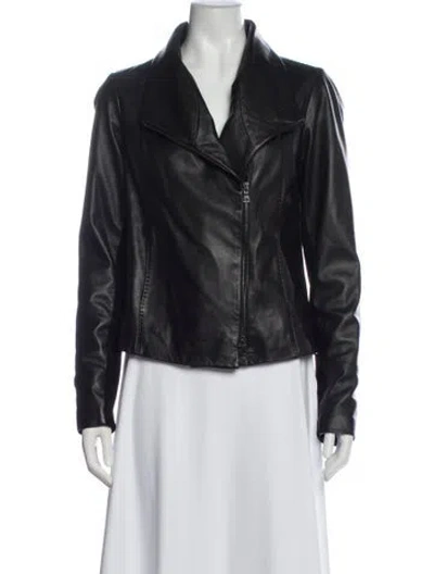 Pre-owned Vince Lamb Leather Biker Jacket In Green