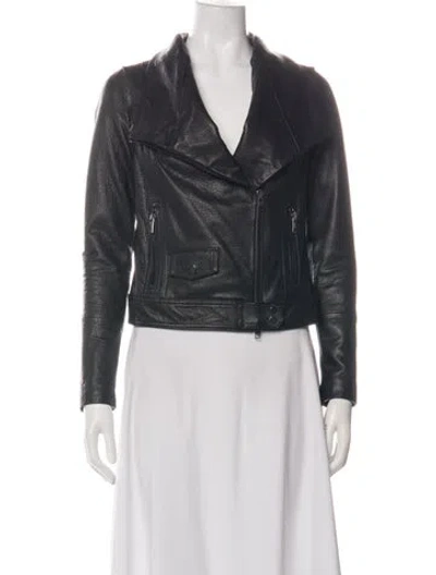 Pre-owned Vince Lamb Leather Biker Jacket In Green