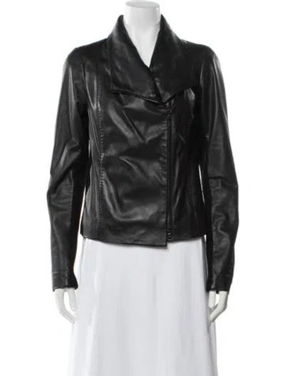 Pre-owned Vince Lamb Leather Biker Jacket In Green