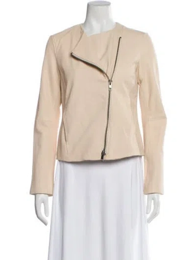 Pre-owned Vince Lamb Leather Biker Jacket In Neutral