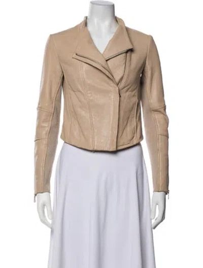 Pre-owned Vince Lamb Leather Biker Jacket In Neutrals