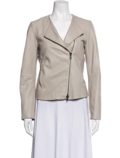 Pre-owned Vince Lamb Leather Biker Jacket In Neutrals