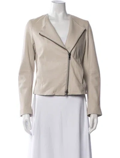 Pre-owned Vince Lamb Leather Biker Jacket In Neutrals