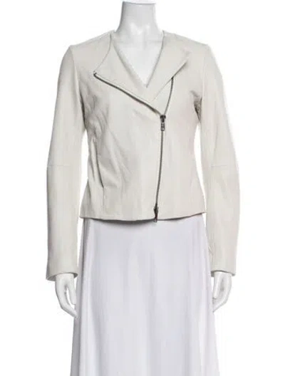 Pre-owned Vince Lamb Leather Biker Jacket In Neutrals