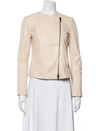 Pre-owned Vince Lamb Leather Biker Jacket In Neutrals