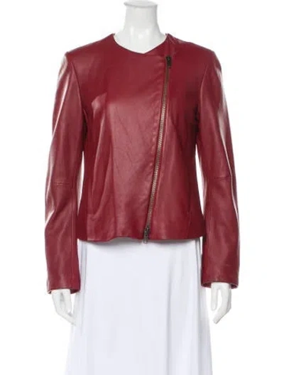Pre-owned Vince Lamb Leather Biker Jacket In Red