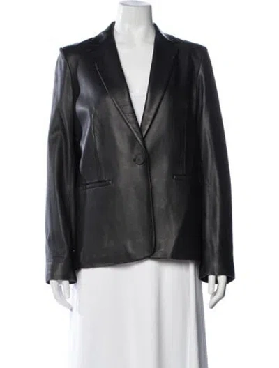 Pre-owned Vince Lamb Leather Blazer In Black