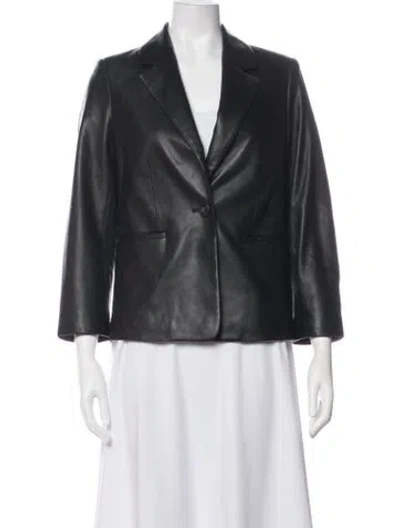 Pre-owned Vince Lamb Leather Blazer In Black