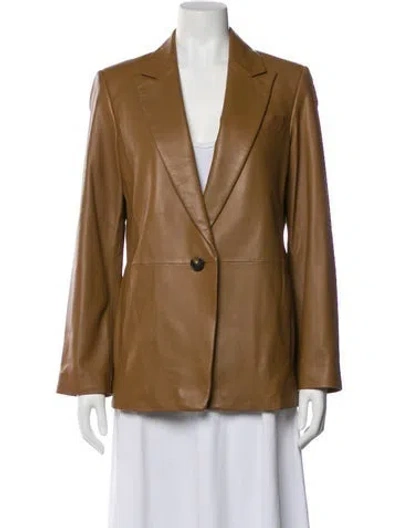 Pre-owned Vince Lamb Leather Blazer In Brown