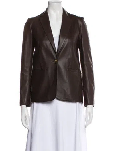 Pre-owned Vince Lamb Leather Blazer In Brown
