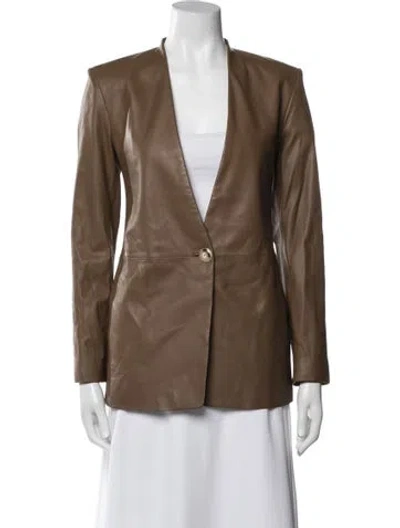 Pre-owned Vince Lamb Leather Blazer W/ Tags In Brown