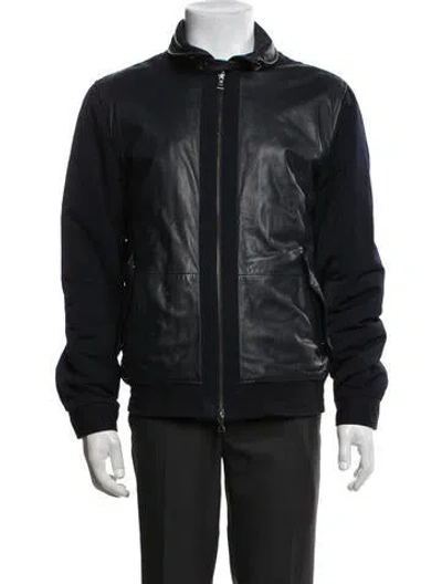 Pre-owned Vince Lamb Leather Bomber Jacket In Black