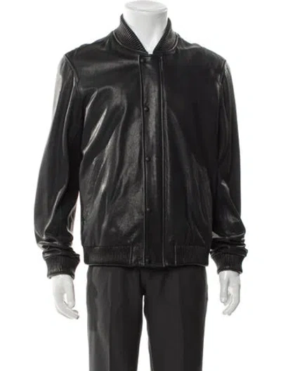 Pre-owned Vince Lamb Leather Bomber Jacket In Brown