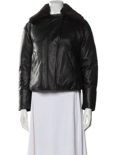 Pre-owned Vince Lamb Leather Down Jacket In Black