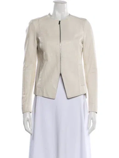 Pre-owned Vince Lamb Leather Evening Jacket In White