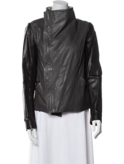 Pre-owned Vince Lamb Leather Jacket In Black