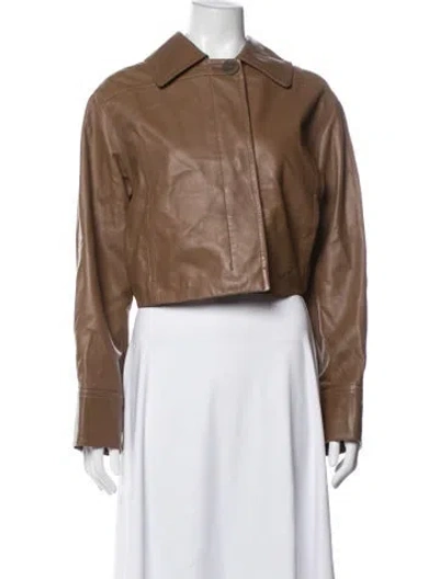 Pre-owned Vince Lamb Leather Jacket In Brown