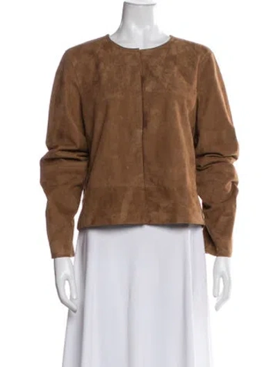 Pre-owned Vince Lamb Leather Jacket In Brown