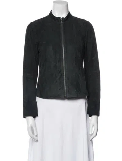 Pre-owned Vince Lamb Leather Jacket In Green