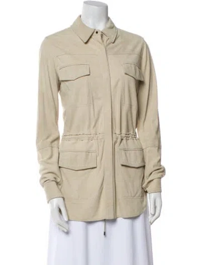 Pre-owned Vince Lamb Leather Jacket In Neutral