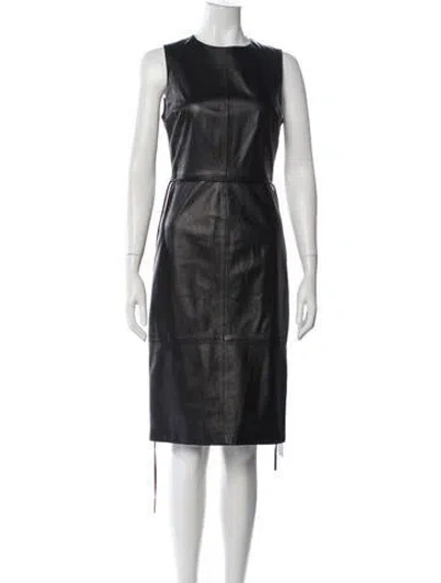 Pre-owned Vince Lamb Leather Knee-length Dress In Black