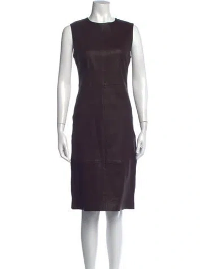 Pre-owned Vince Lamb Leather Knee-length Dress In Purple