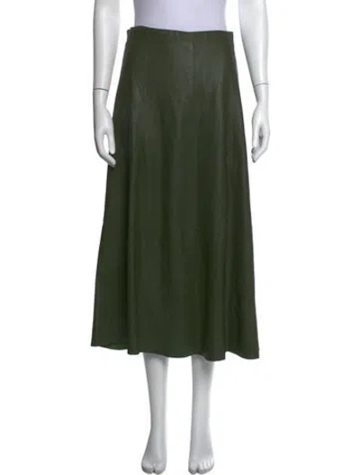Pre-owned Vince Lamb Leather Long Skirt In Green